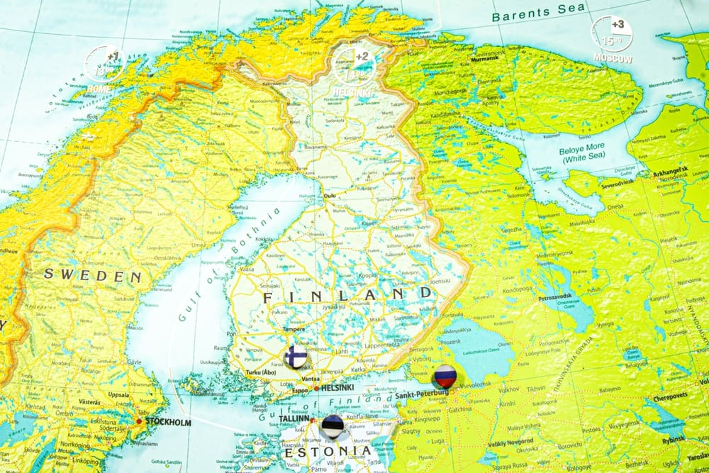Mapa Finsko, Rusko